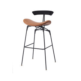 Tall Modern Leather Industrial Bar Stools Metal With Wood Backs