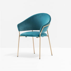 Round Big Comfy Accent Chairs , Blue Velvet Accent Chair Backrest Jazz Armchair